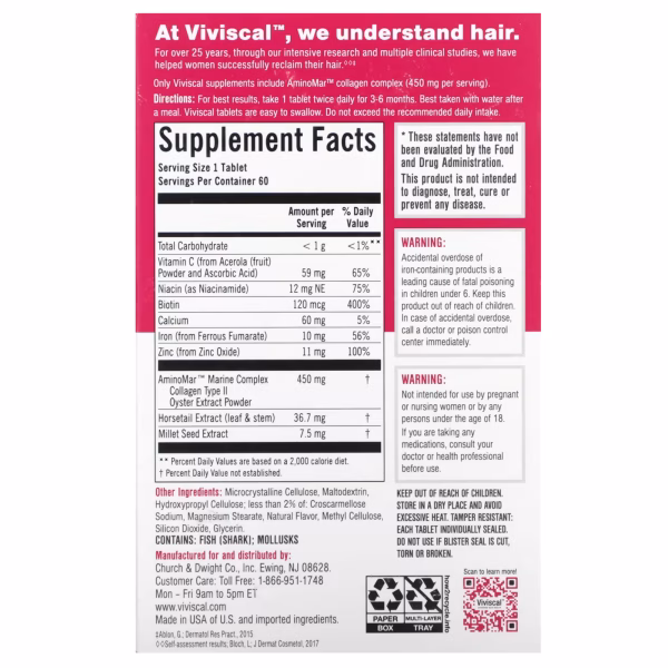 Viviscal, hair growth supplement, 60 tablets - Image 2