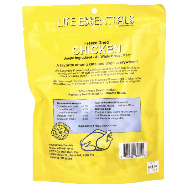 Cat-Man-Doo, Life Essentials, Freeze-Dried Chicken, for Cats and Dogs, 5 oz (142 g) - Image 2