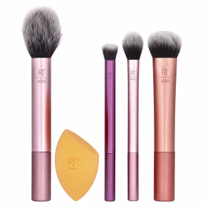 Real Techniques, Everyday Essentials, Blush, Foundation, Eyeshadow, Highlighter and Concealer Brushes, 5 pcs.