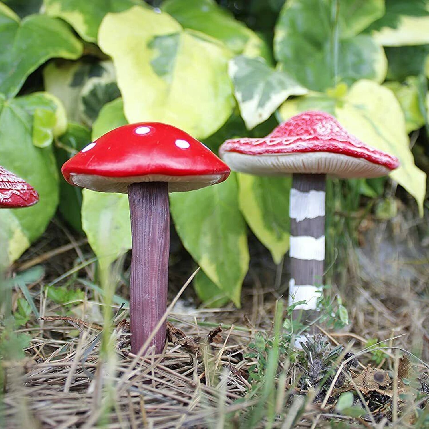 Set of 4 Mushroom Garden Ornaments